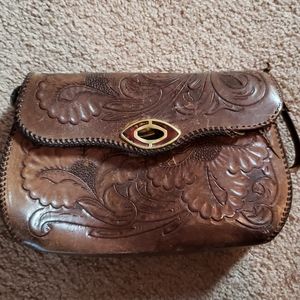 Vintage hand tooled leather purse